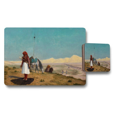Benjamin Tate Design Desert Scene Placemat And Coaster Set With Vintage Painting from B&Q