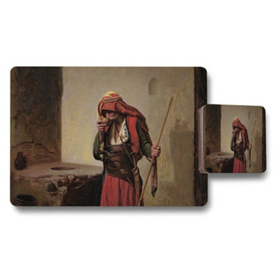 Benjamin Tate Design Placemat And Coaster Set With Vintage Artwork Man In Red Robes from B&Q