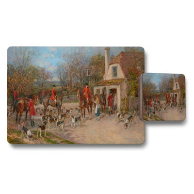 Benjamin Tate Design Country Home Placemat And Coaster Set With Hunting Scene Artwork from B&Q