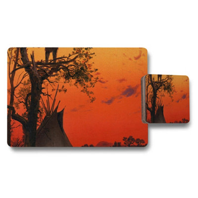 B&Q -  Sunset Tree Silhouette Placemats And Coasters Set For Dining