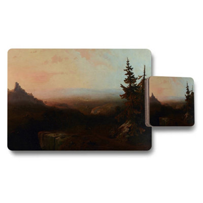 Benjamin Tate Design Landscape Placemat And Coaster Set With Scenic Sunset View from B&Q