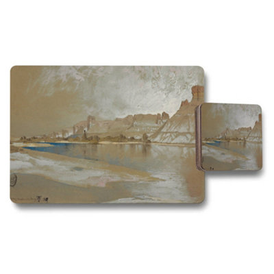 B&Q -  Desert Landscape Placemats And Coasters Set Watercolor Style Art