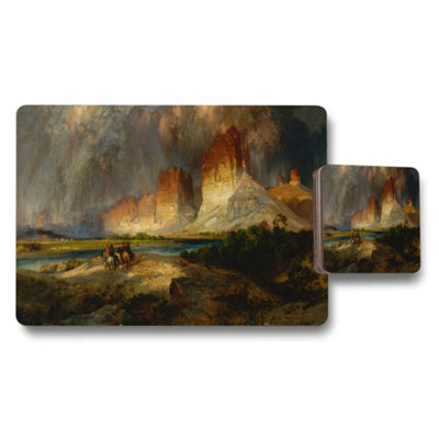 B&Q -  Placemat Coaster Set With Dramatic Canyon Landscape Artwork