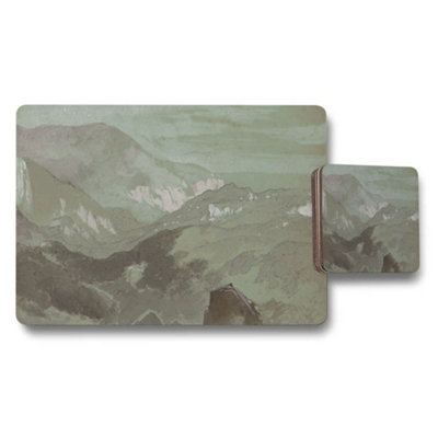 B&Q -  Mountain Landscape Placemat And Coaster Set For Dining Table