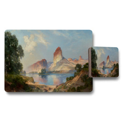 B&Q -  Scenic Canyon River Landscape Placemat And Coaster Set