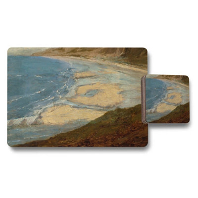 B&Q -  Coastal Landscape Placemats And Coasters Set With Ocean Artwork