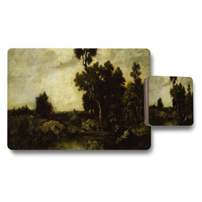B&Q -  Landscape Placemats And Coaster Set With Tree Scene Artwork
