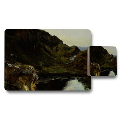 Benjamin Tate Design Coastal Landscape Placemats And Coasters Set With Rock Cliff Scene from B&Q