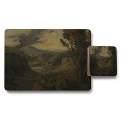 B&Q -  Landscape Themed Placemat And Coaster Set With Rustic Scenic Artwork