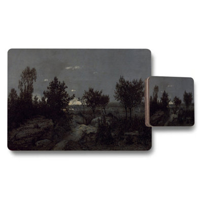 B&Q -  Moody Landscape Placemat And Coaster Set With Forest Scene