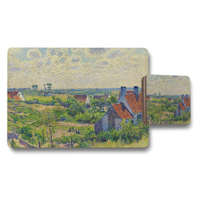 Benjamin Tate Design Impressionist Landscape Placemat And Coaster Set With Village View from B&Q