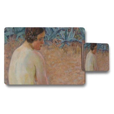 B&Q -  Artistic Placemat And Coaster Set With Impressionist Portrait Artwork