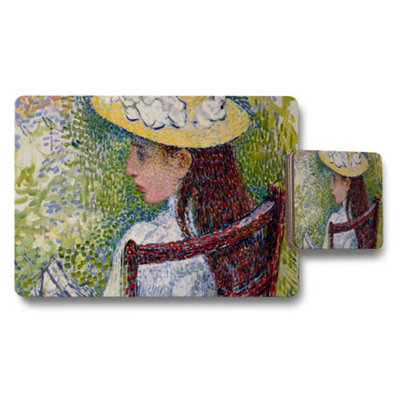 Benjamin Tate Design Impressionist Woman With Hat Placemats And Coasters Set from B&Q