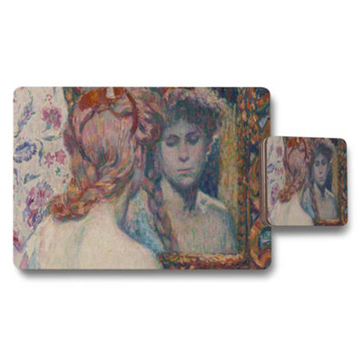 Benjamin Tate Design Impressionist Woman Looking In Mirror Placemats And Coaster Set from B&Q