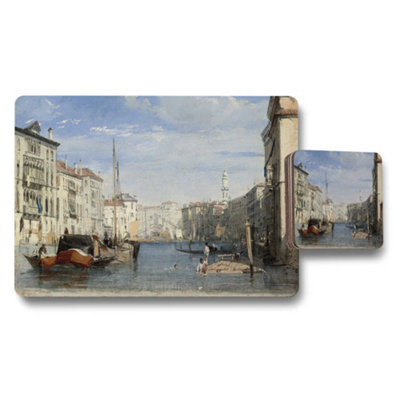 B&Q -  Venice Canal Scene Placemats Coaster Set Artwork Print