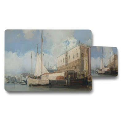 B&Q -  Venice Harbor Scene Placemat Coaster Set Artwork Print