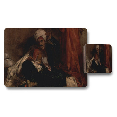 Benjamin Tate Design Ottoman Turk Portrait Placemat And Coaster Set For Dining Room Decor from B&Q