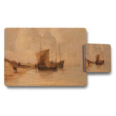 Benjamin Tate Design Harbor Boats Impressionist Style Placemat And Coaster Set from B&Q