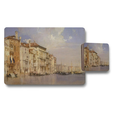 Benjamin Tate Design Venice Canal Cityscape Placemat And Coaster Set Artwork from B&Q
