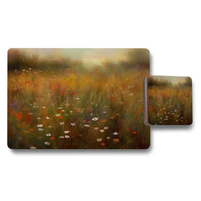 Benjamin Tate Design Meadow Wildflower Placemat And Coaster Set Floral Field Design