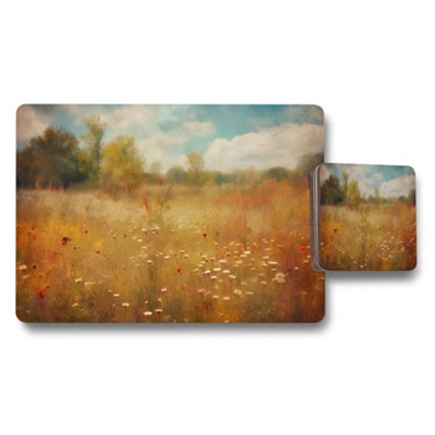 Benjamin Tate Design Meadow Wildflower Field Placemats And Coasters Set from B&Q