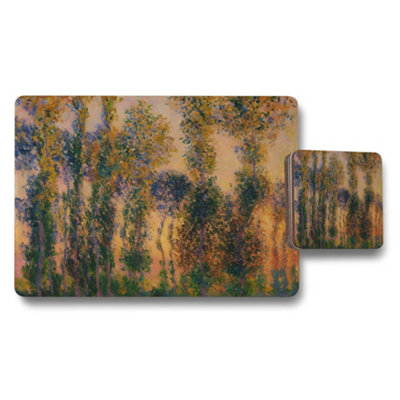 Benjamin Tate Design Impressionist Forest Placemat And Coaster Set With Tree Artwork from B&Q