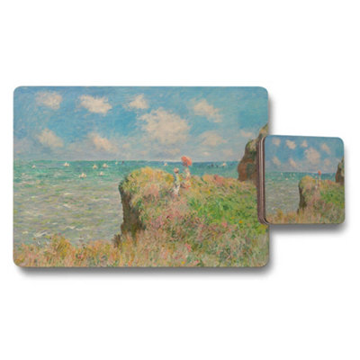 Benjamin Tate Design Seaside Impressionist Placemats And Coaster Set With Ocean View from B&Q