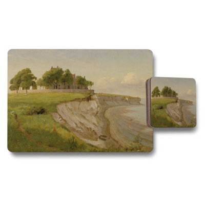 B&Q -  Coaster And Placemat Set Coastal Cliff Landscape Artwork
