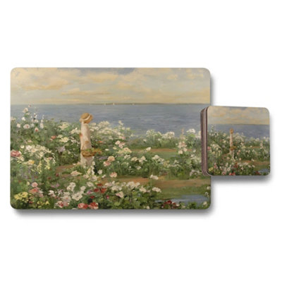 B&Q -  Floral Garden By The Sea Placemat And Coaster Set