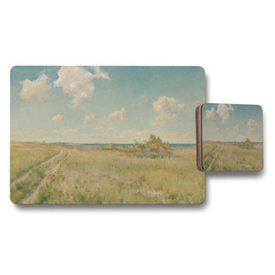 B&Q -  Impressionist Landscape Placemat And Coaster Set With Seaside View