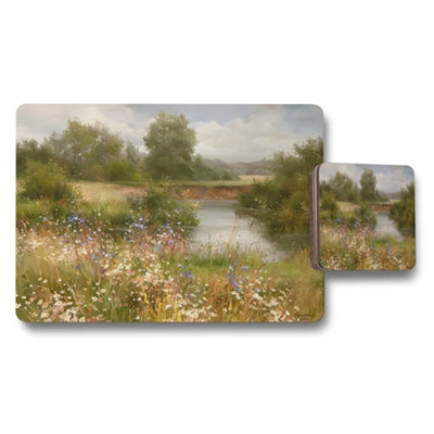 Benjamin Tate Design Artisan Landscape Placemats And Coasters Set With Wood Backing Art Print Collection Limited Edition from B&Q
