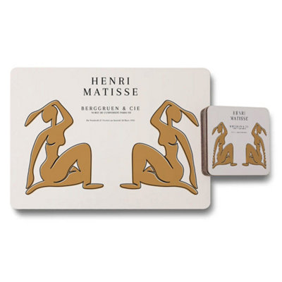 Benjamin Tate Design Henri Matisse Berggruen Coaster And Placemat Set Designer Art Print On Wood Limited Run from B&Q