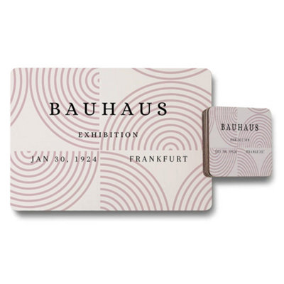 Benjamin Tate Design Bauhaus Exhibition Placemat And Coaster Set With Wood Backing Limited Edition Collection from B&Q