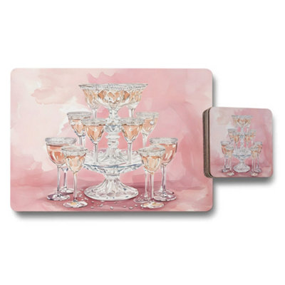 B&Q -  Placemat And Coaster SetPink Crystal DesignDesigner Artwork CollectionLimited Edition