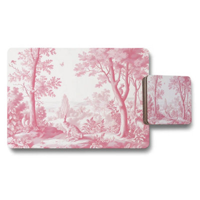 B&Q -  Toile Rose Collection Exclusive Placemat Coaster Set