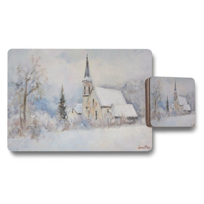 B&Q -  Designer Artwork Placemat And Coaster Set With Wood Backing Elite Collection Limited Edition