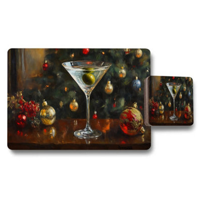 B&Q -  Placemat Coaster Set Premium Wood Bottom With Designer Artwork Exclusive Edition