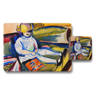 B&Q -  Exclusive Designer Art Placemats And Coasters Set With Premium Print On Wood Bottom Finish