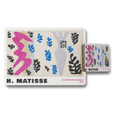 B&Q -  H. Matisse Placemats And Coasters Set With Wood Base Designer Artwork Collection Limited Edition