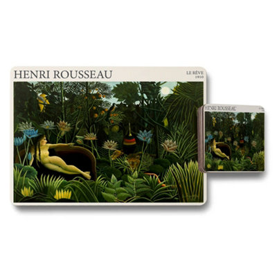 B&Q -  Henri Rousseau Le Reve 1910 Placemat And Coaster Set In Premium Artwork Print With Wood Bottom