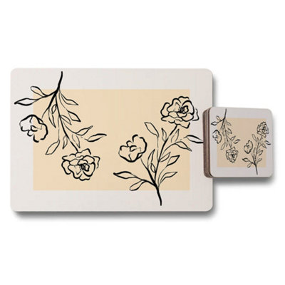 Benjamin Tate Design Floral Placemats And Coasters Set Designer Artwork On Wood Base Limited Edition Exclusive from B&Q