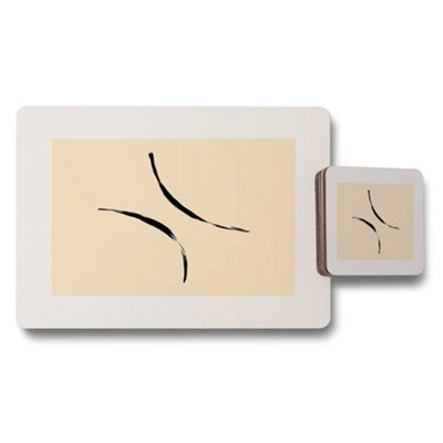 B&Q -  Placemat Coaster Set Designer Artwork Collection With Wood Base Exclusive Edition