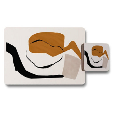 Benjamin Tate Design Placemat And Coaster Set Abstract Art Collection With Wood Bottom Exclusive Design from B&Q