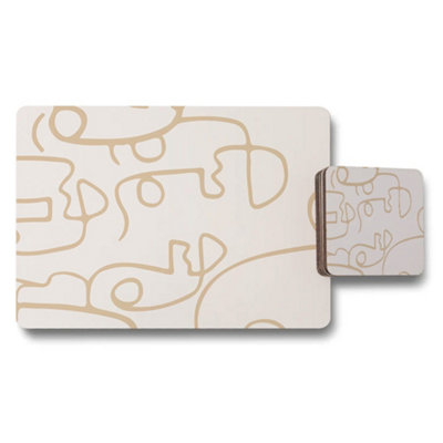B&Q -  Designer Abstract Placemat And Coaster Set With Wood Backing And Exclusive Premium Print Artwork