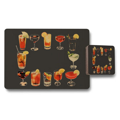 B&Q -  Designer Placemats And Coasters Set With Wood Bottom And Designer Artwork Limited Edition