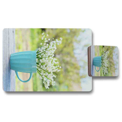B&Q -  Designer Artwork Placemat And Coaster Set With Wood Bottom Exclusive Limited Edition