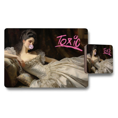 Benjamin Tate Design Toxic Designer Placemats And Coasters Set With Wood Base Luxury Print Artwork Limited Edition from B&Q