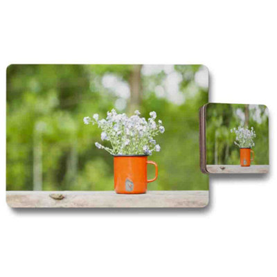 B&Q -  Artisan Studio Placemat And Coaster Set Designer Artwork On Wood Base Limited Edition