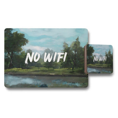 B&Q -  Designer Artwork Placemat And Coaster Set 12 Piece Limited Edition Wood Bottom No Wifi Motif