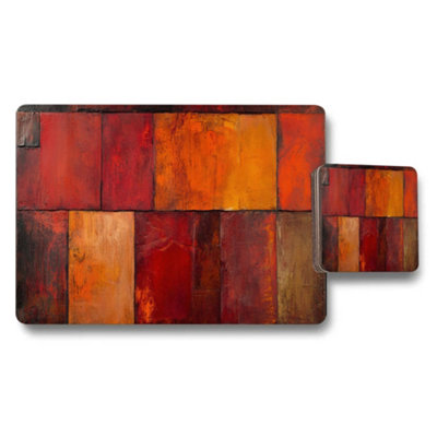 B&Q -  Designer Artwork Placemat And Coaster Set With Wood Bottom Premium Gift Edition Exclusive